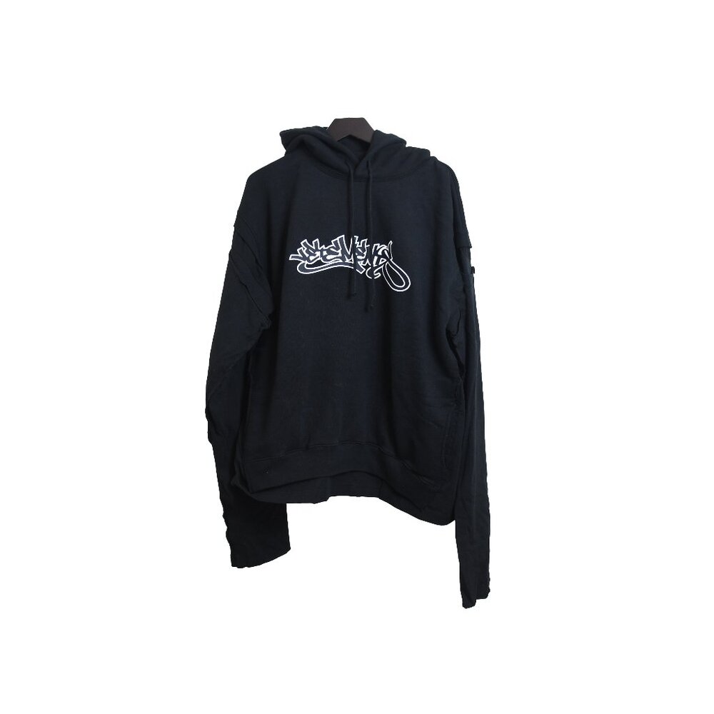 Vetements Patched Long Sleeve Hoodie Hiphop Black